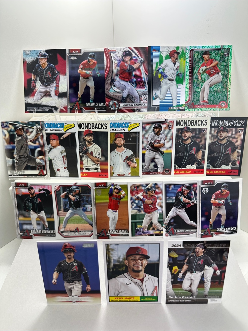 Corbin Carroll + Ketel Marte/Moreno/Mena leaf foil rookie D’Backs lot of 21